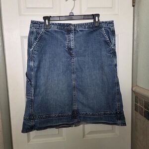 J. Jill Classic Blue A-Line Denim Skirt Casual Outdoors Western Boho Size 14